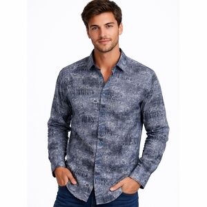 Au Noir Men’s Grey Flip Cuff Button Down Shirt SZ 7(3XL)